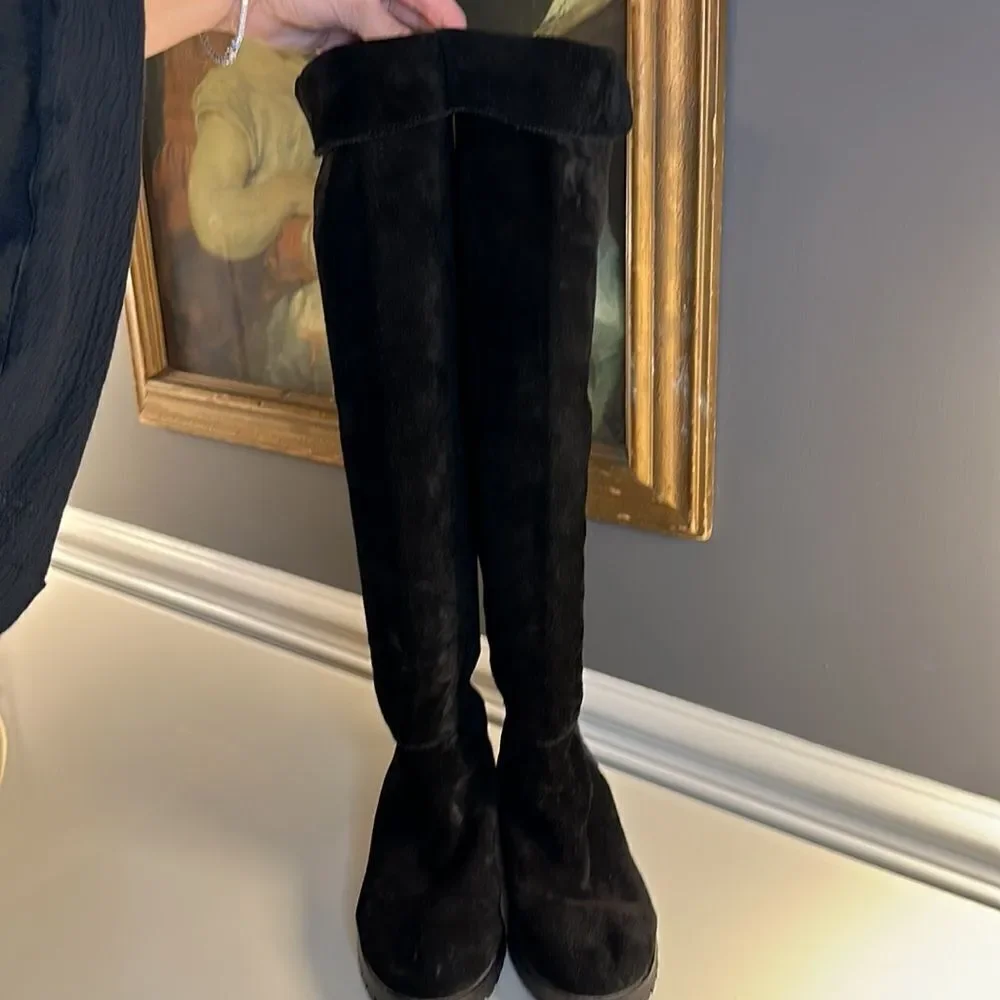 Silence + Noise Over the Knee Suede Lug Sole Boots